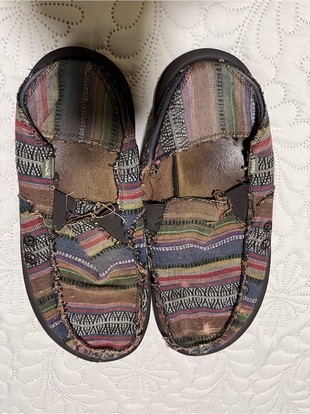 Men’s Casual Striped Canvas Slip-On Loafers in Multi-Color